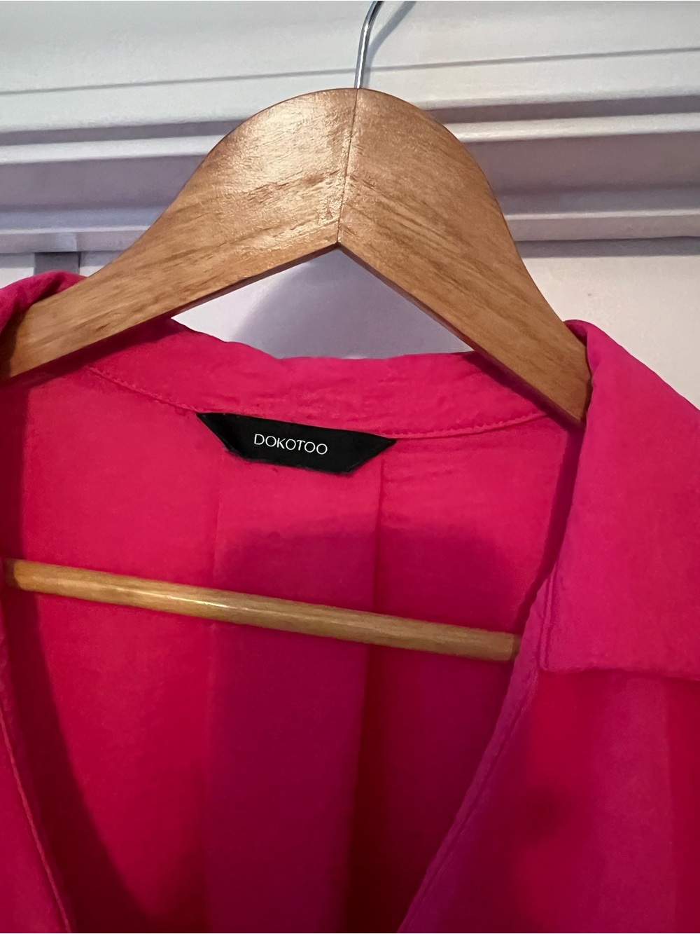 Dolcezza Hot Pink V-Neck Smocked Sleeve Tunic - Picture 3 of 4